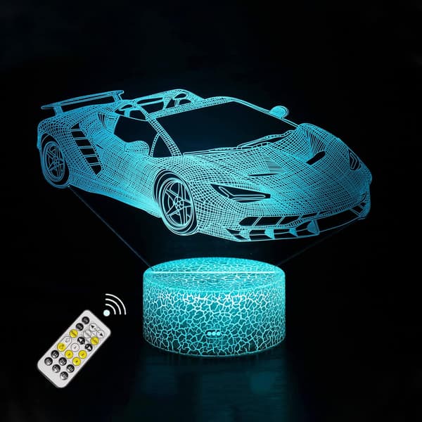 Bil 3D Nattlys Biler for Gutter Barn 3D Lampe Lys Julegave