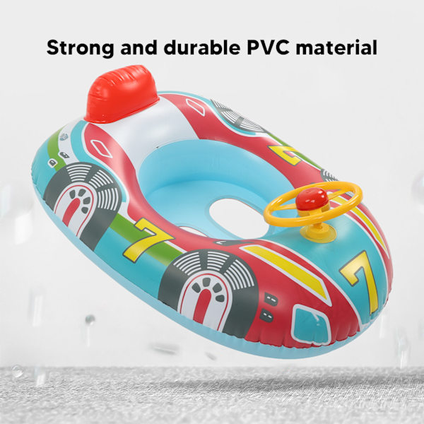 Yacht Pool Float Uppblåsbar Yacht Styrning Hjul PVC Anti Läckage Ben Hål Småbarn Simma Float för Simning Sommar Blå Botten