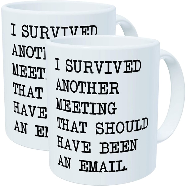 Pack of 2 - I survived another meeting that should have been an email - 11OZ cer