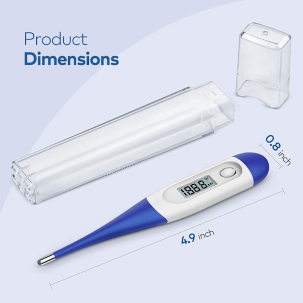 10 Sekunders Digitalt Termometer til Voksne og Børn - Nøjagtigt & Sikkert Rektalt Termometer til Baby med Feberalarm, Oralt Termometer