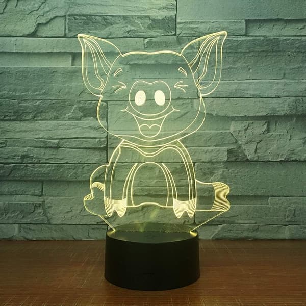 3D Gris Dyr Nattlampe Illusjon Nattlys 7 Farger