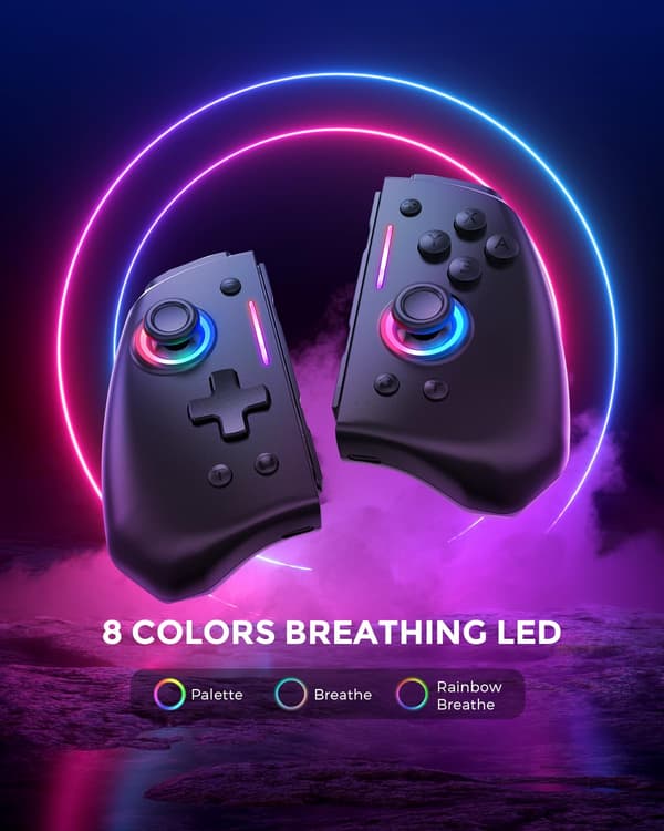 Hyperion Meteor Light trådlös Joy-pad med 8-färgad LED för Switch/Switch OLED - Julpaket