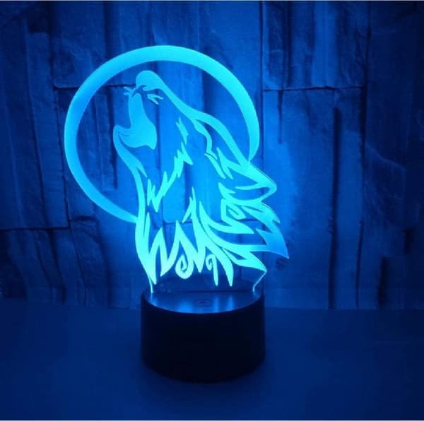 Ulve Dyrelegetøj 3D Illusion Natlampe Smart Touch Lampe, C