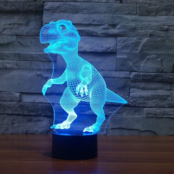 3D LED Dinosaur Optisk Illusion Natlampe, 7 Farveskift