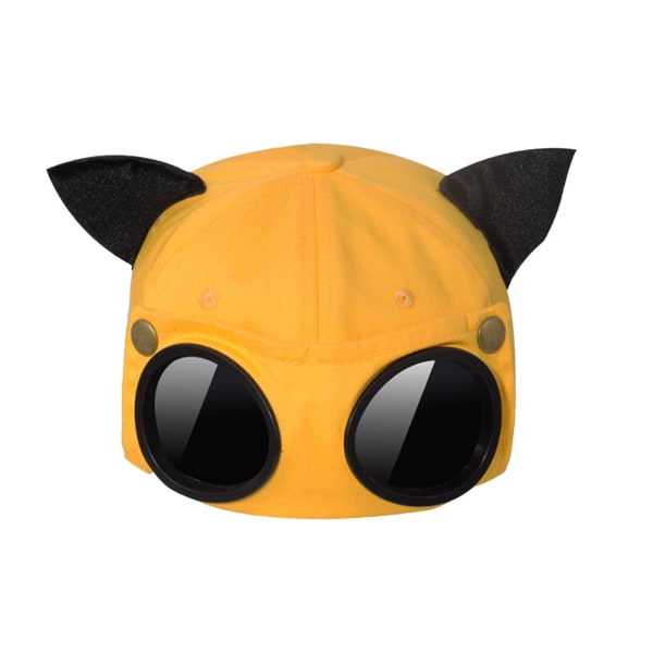 Damesolbriller Baseballcap Søt sammenleggbar retro lue med katteører, 56-58 cm yellow
