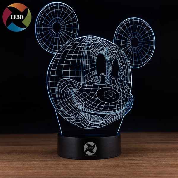 3D Optisk Illusions Natlampe - 7 LED Farveskiftende Lampe