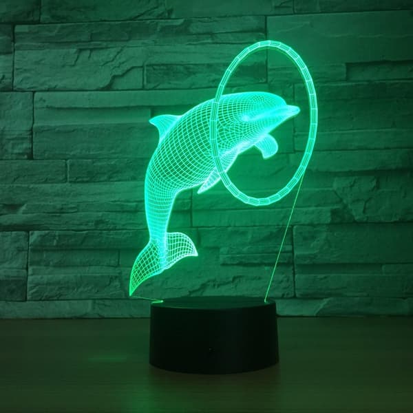 3D Delfin Natlampe Dyrelampe Illusions Natlampe 7 Farver