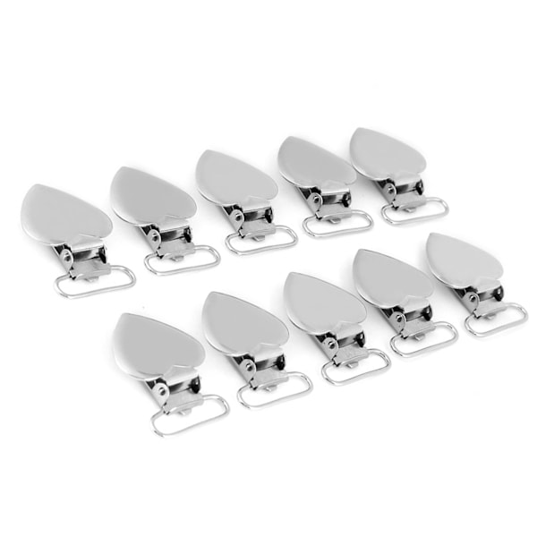 10 stk Metall Hjerteformet Innlegg Smokkholder Suspender Klips for Hjem Håndverk
