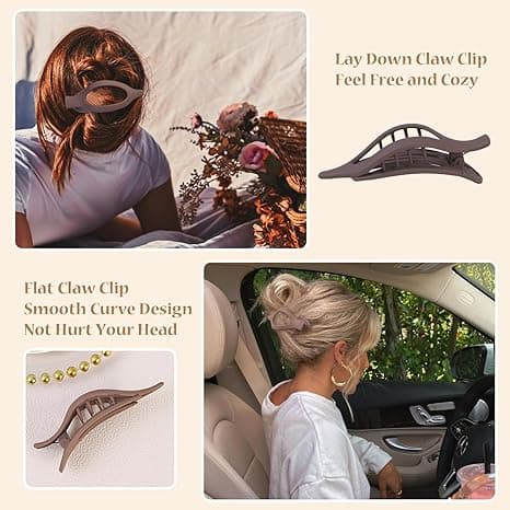 Matte store hårklemmer sæt (6 stk.) – Alligatorclips, andenæbsspænder, neutrale kløclips til kvinder, perfekt til tykt/tyndt hår basic