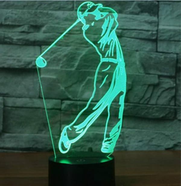 3D Golfspiller lampe Natlys Touch Bord Skrivebord Optisk Ill