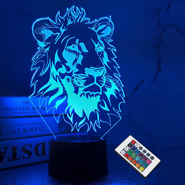 Lejon Nattlampa, Kung Lejon Present 3D Illusion Lampa för Barn B
