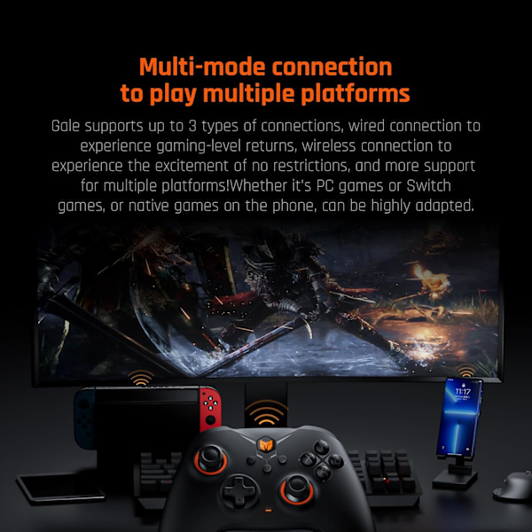Trådløs controller, BIGBIG WON Gale PC-controller, bevægelsessigte, Hall-aftrækker, 4 brugerdefinerede knapper, PC-app-spilcontrollere til Switch/PC/iOS/Android Black 1