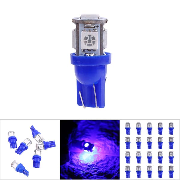 20 stk 12V T10 5050 5 SMD LED Bilkilelys Super Lys Blå