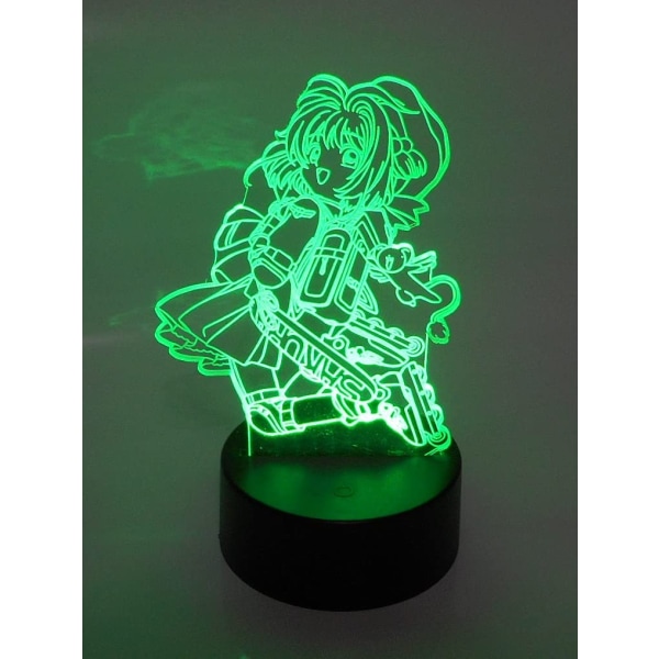 Card Captor Sakura Anime Rulleskøyte Lasergravert 3D-effekt Akryl LED Skrivebordslampe