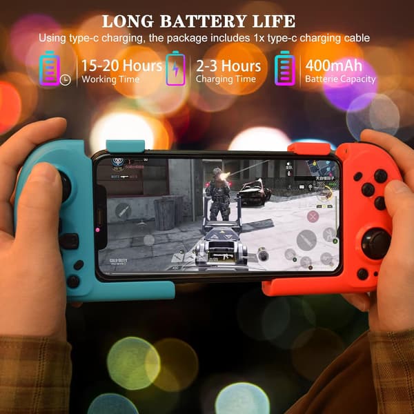 Mobil Gaming Controller til iPhone, Android, PC, Direct Play, Bærbar Mini Bluetooth Controller Gamepad Joystick med Magnetisk Opbevaring til iPhone 1 Blue+Red