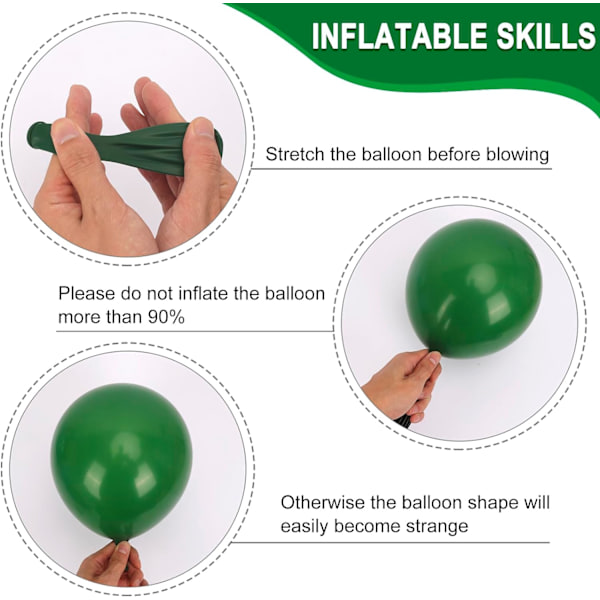 129 stk. grønne og gyldne balloner i forskellige størrelser, pakke med 18 12 10 5 tommer til grønne metalliske gyldne balloner guirlande bue tema balloner kit som tropisk ju Green and Gold