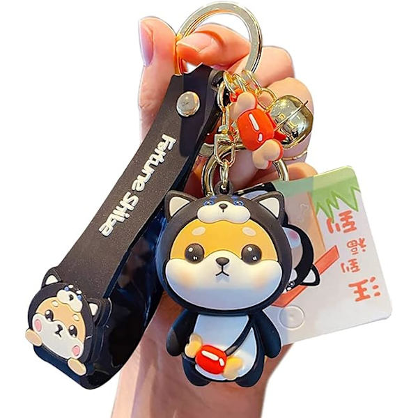Sööt Keychain Kawaii Anime Avaimenperät Lapsille Reppujen Ripustuskorut Avaimenperä Tarvike Ystävän Lahja Naisille Tytölle Black Dog