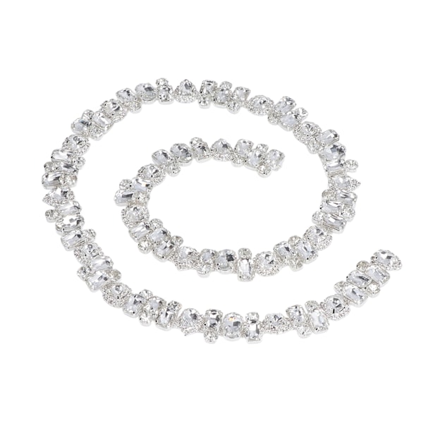 Rhinestone Trim 1 Yard Ljus Färg Fadeless Slitstark Tjock Blickfångande Bred Applikation Rhinestone Vit