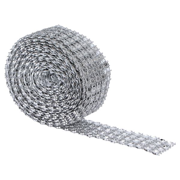 Plast Rhinestones 4 Rader Mesh Klær Sko Vesker Dekorasjon Bånd med Lim