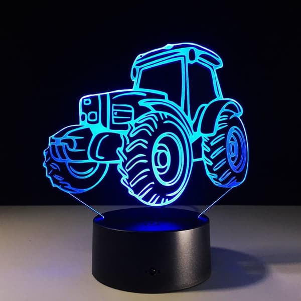 3D Bil Traktor Lastbil Natlampe Touch Switch Bordlampe Opt