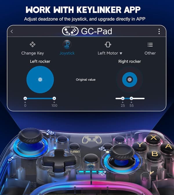 Switch-kontroller kompatibel med Switch/Lite/OLED-kontroller, Switch Pro-kontroller med RGB-andnings-LED, Switch-kontroller fjärrkontroll stödjer Multi