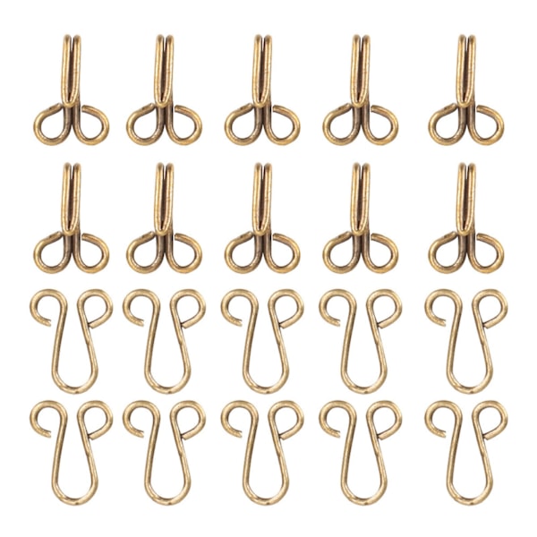 10 st pälsklädda krokfästen att sy på ytterkläder och underkläder (brons)