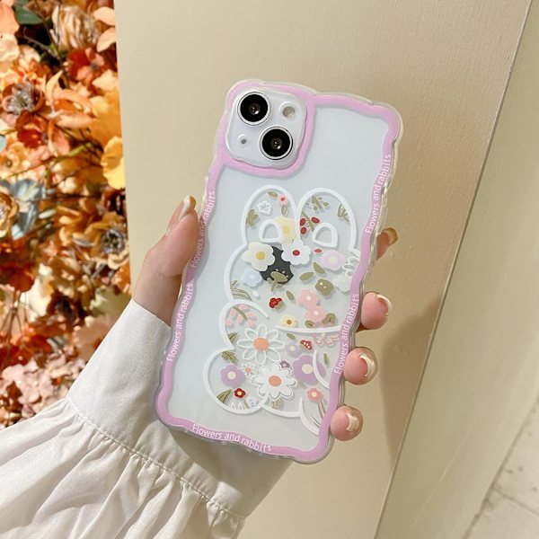Kompatibel med iPhone 11 Skal Transparent Söt Blommig Kanin