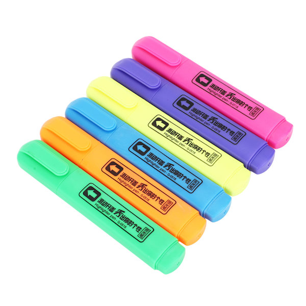 6 farger fluorescerende penn Cartoon merking maling skolemateriell kunstutstyr