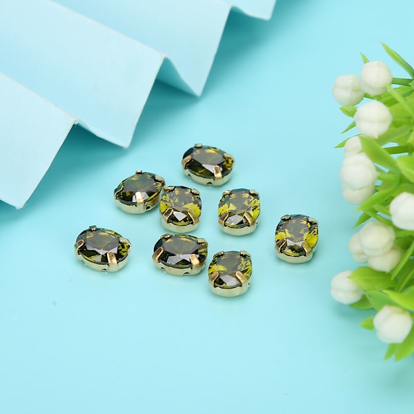 10 st sy zircon strass ellipsform DIY skor kläder tillbehör 8x10mm grön