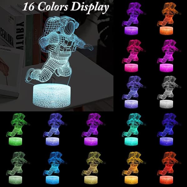 Spaceman Natlamper, 3D Astronaut Natlampe LED 16 Farver
