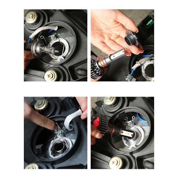 LED Bilfrontlys Super Lys Erstatning Bilfrontlys Pærer Kortslutning Beskyttelse Mini Auto Lamper H1