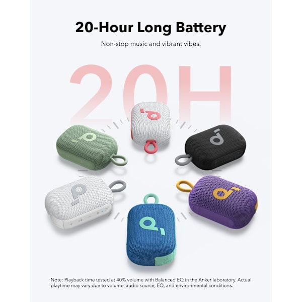 Select 4 Go Bluetooth Duschhögtalare från Anker, IP67 Vattentät/Dammtät, Portabel Trådlös Högtalare, 20 timmars Speltid, Flytbar, Kraftfull Red