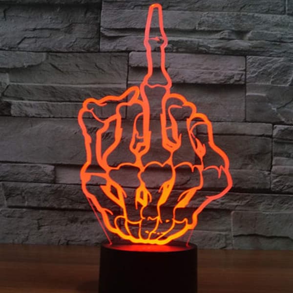 3D Optisk Illusjon Langfinger Nattlys Leke Lampe, Fjernkontroll