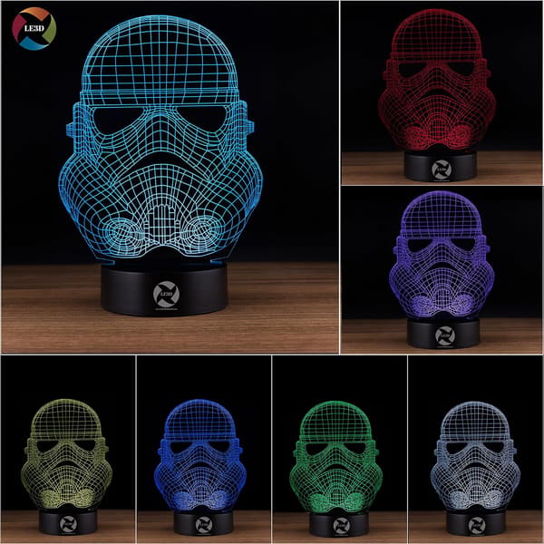 3D Optisk Illusions Natlampe - 7 LED Farveskiftende Lampe