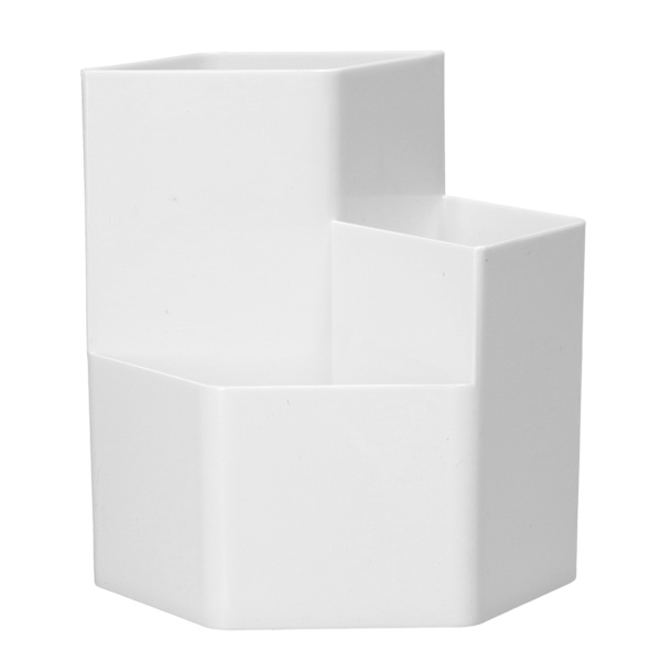 Penholder 3 Gitter Multifunktionel Sød Plastik Hvid Pen Organizer til Studererum Kontor Klasseværelse
