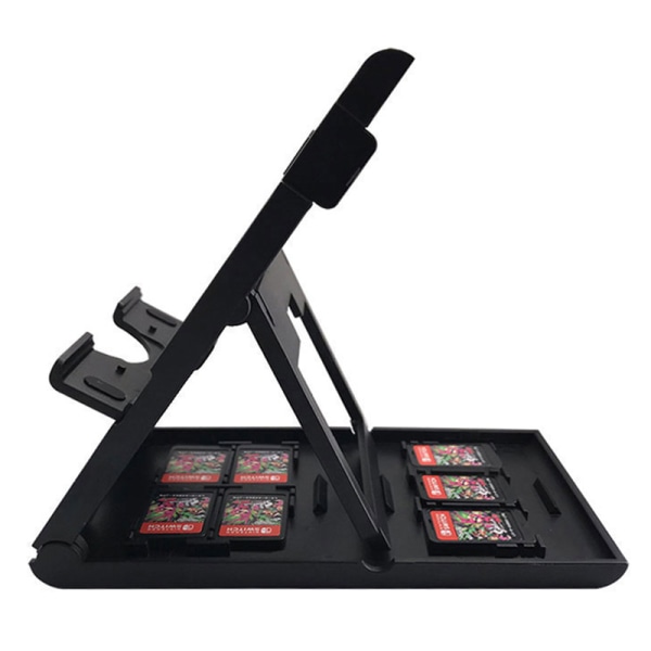 Bryterstativ for Nintendo med lagringsplasser for spillkort, justerbar, bærbar, sammenleggbar montering kompatibel med Nintendo Switch/Switch Lite/Switch OLED