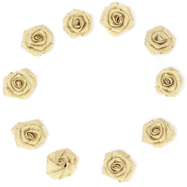 10 stk DIY Polyesterbånd Gull Rose Blomsterknopp Bryllupsdekorasjon Tilbehør