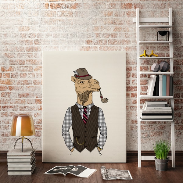 Animal Gentleman Väggkonst Canvas Tryck Affisch, Enkelt Mode Vattenfärg Konst Dra