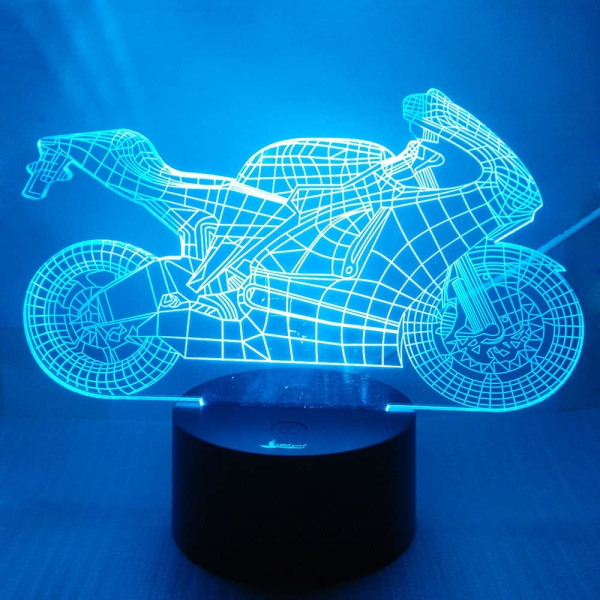 Motorcykel 3D Nattljus LED Illusion Lamp Sängbordsskrivbordstabell