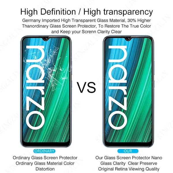 2 st glas för Realme Narzo 30 5G skyddsglas
