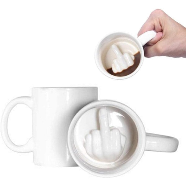 Up Yours Mugg Tummen Upp Keramisk Långfinger Kaffekopp 414 ml Mjölk Te Rolig Kaffepresent Mugg för Nyår, Jul, Halloween