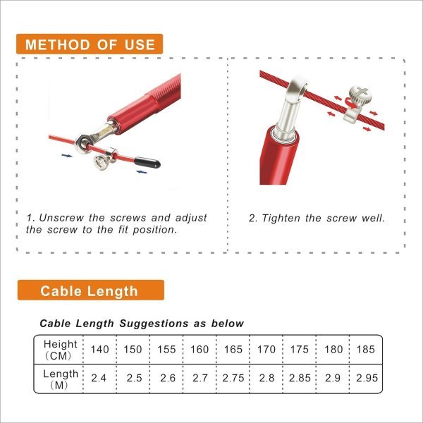 Hurtig hoppetau - 360° svingbar kulelager - Justerbar stålbelagt tau - Aluminium Anti-hopping håndtak - Treningsboksing Sportsøvelser -Su Red