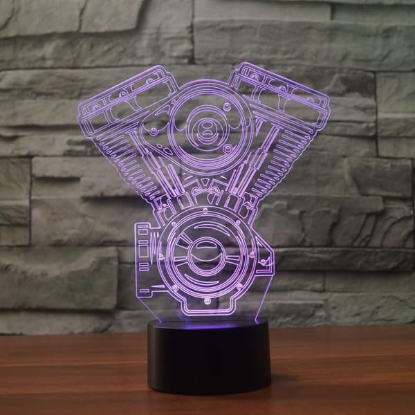3D Motorcykel Natlampe 7 Farveskift LED Bordlampe
