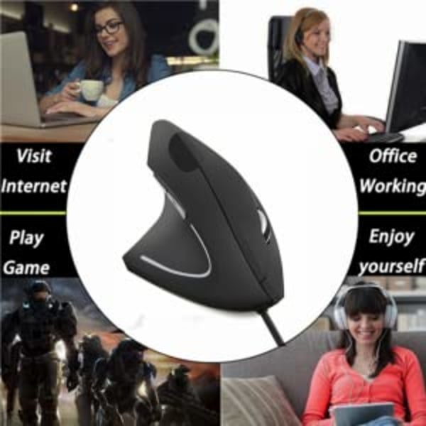 Vänsterhänt vertikal ergonomisk mus trådbunden optisk mikrofon