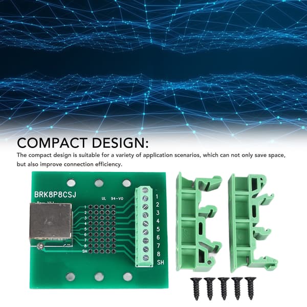 RJ45 Breakout Board Elbow Network Port Converter Terminal Board BRK8P8CSJ med beslag
