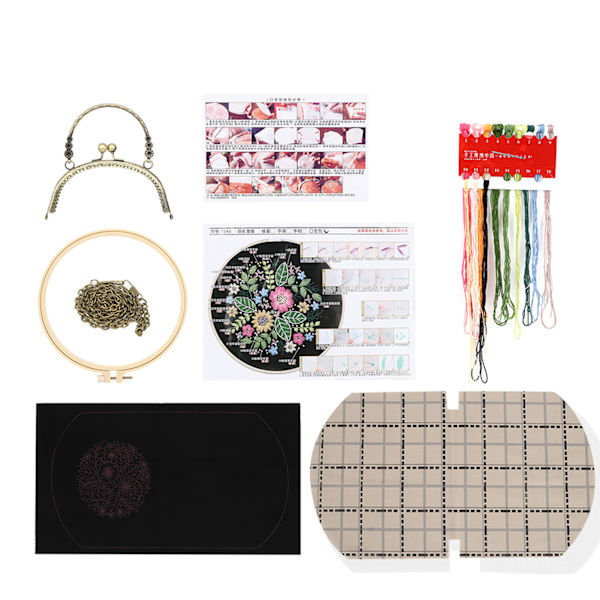 DIY broderi taske blomstermønster bærbar håndtaske krydset taske 16,5 cm (ikke færdig) (Motif de fleur étoile )