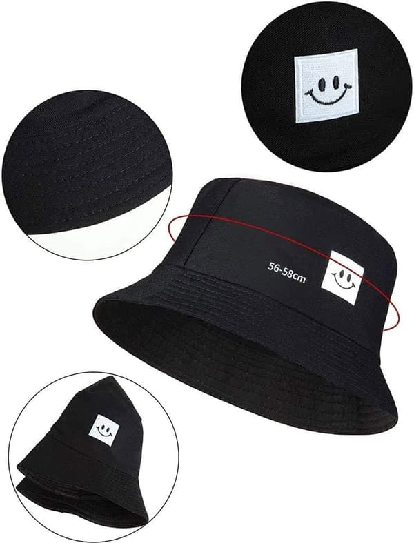 Bøttehatt, Smileygesicht Fischerhut Bomull Unisex Cap Bre