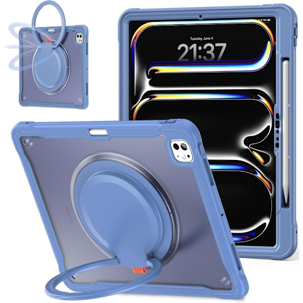 iPad Pro 11-tommers deksel 2024 M4 Chip Lett Dobbeltlags Beskyttende Nettbrettdeksel, Slitesterke Sh0ck-Absorberende Hjørner med 360° Rotasjon Lavender Grey iPad pro11 2024