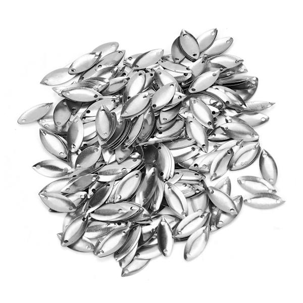 1000 st mässings dubbla hål bete form paljetter bröllop kläder tillbehör (Silver 7x15mm)