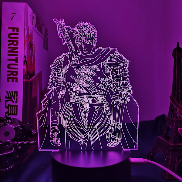 HSYPS-Anime Led Light Berserk Guts Figur för Sovrumsdekor